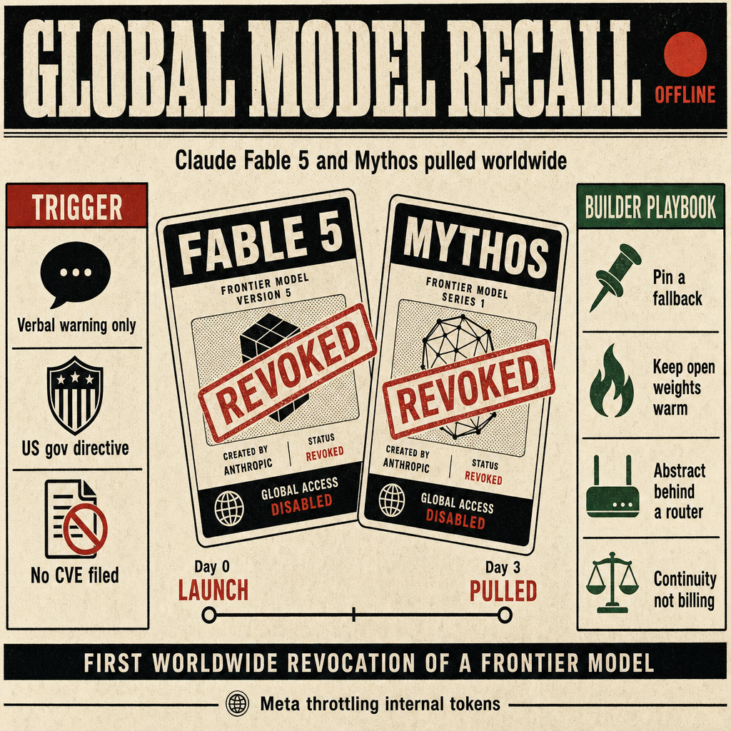 Anthropic pulled Claude Fable 5 and Mythos from every customer worldwide, 3 days after launc...