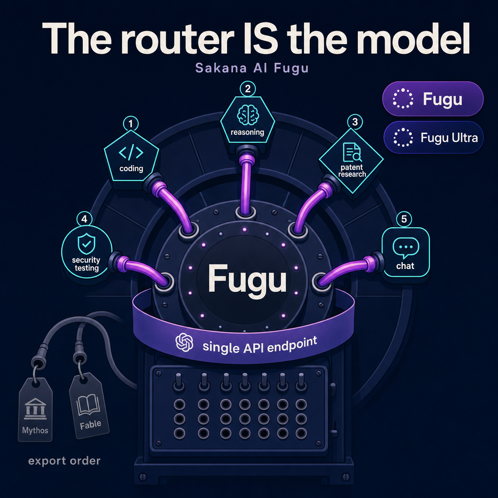 Sakana AI launched Fugu, a model that doesn't generate tokens itself, it routes every reques...