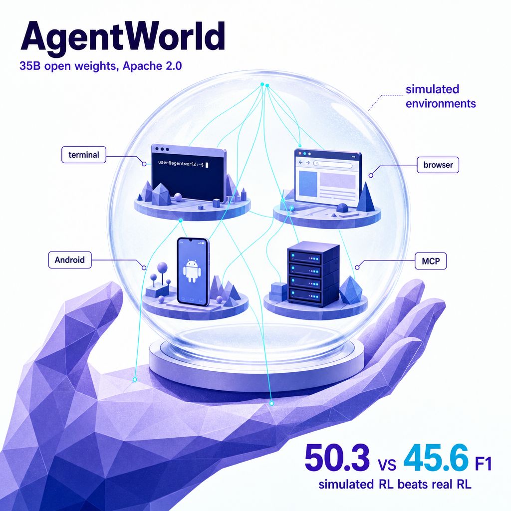Qwen just dropped AgentWorld, a 35B open-weight model that simulates the environments agents...