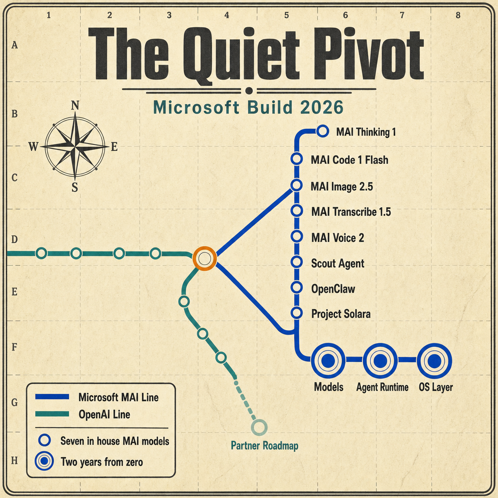 Microsoft just shipped seven in house MAI models at Build 2026, finally writing an AI story...